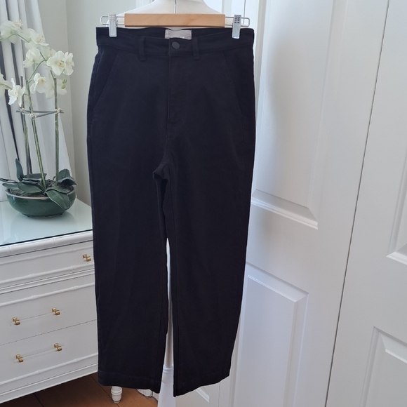 Everlane Pants - Everlane Womens Black Stretch Utility High Rise‎ Wide Leg Crop Pants 28